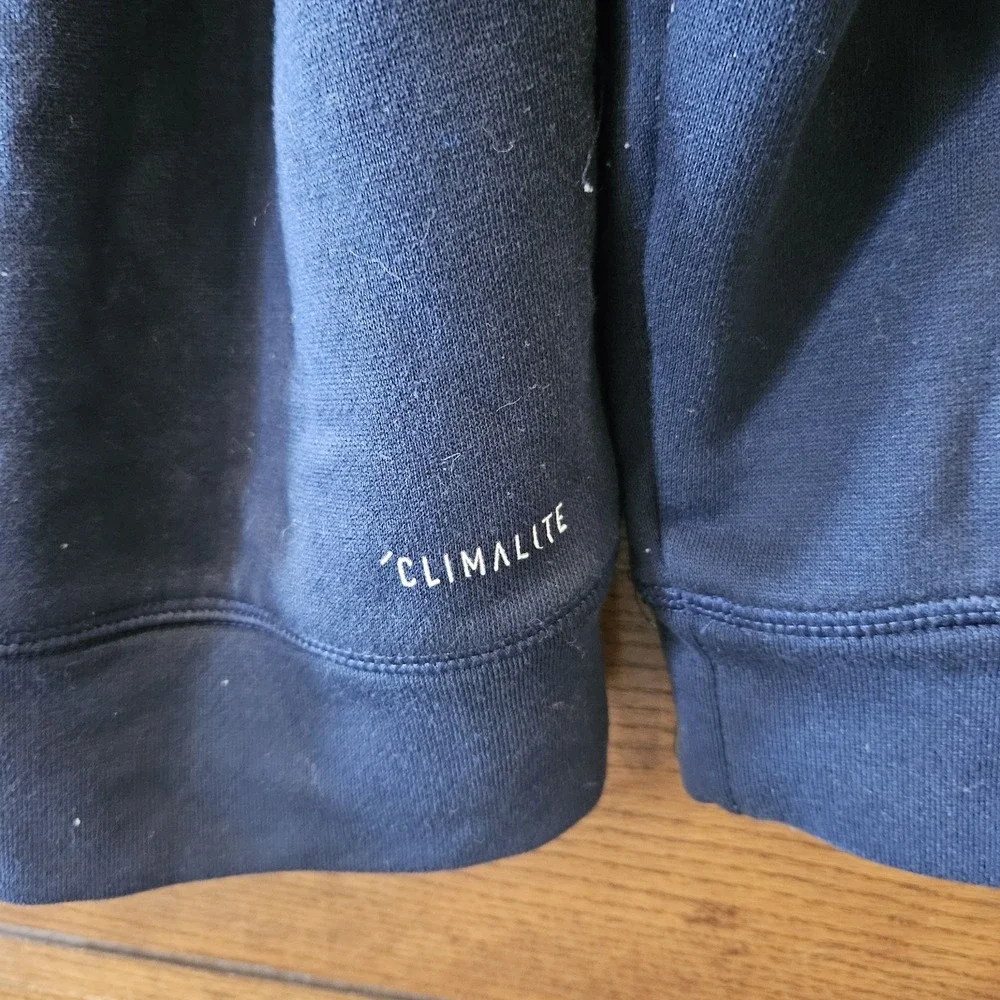 adidas Climalite Men's Blue Full Zip Hooded Hoodie Pockets Logo Size M